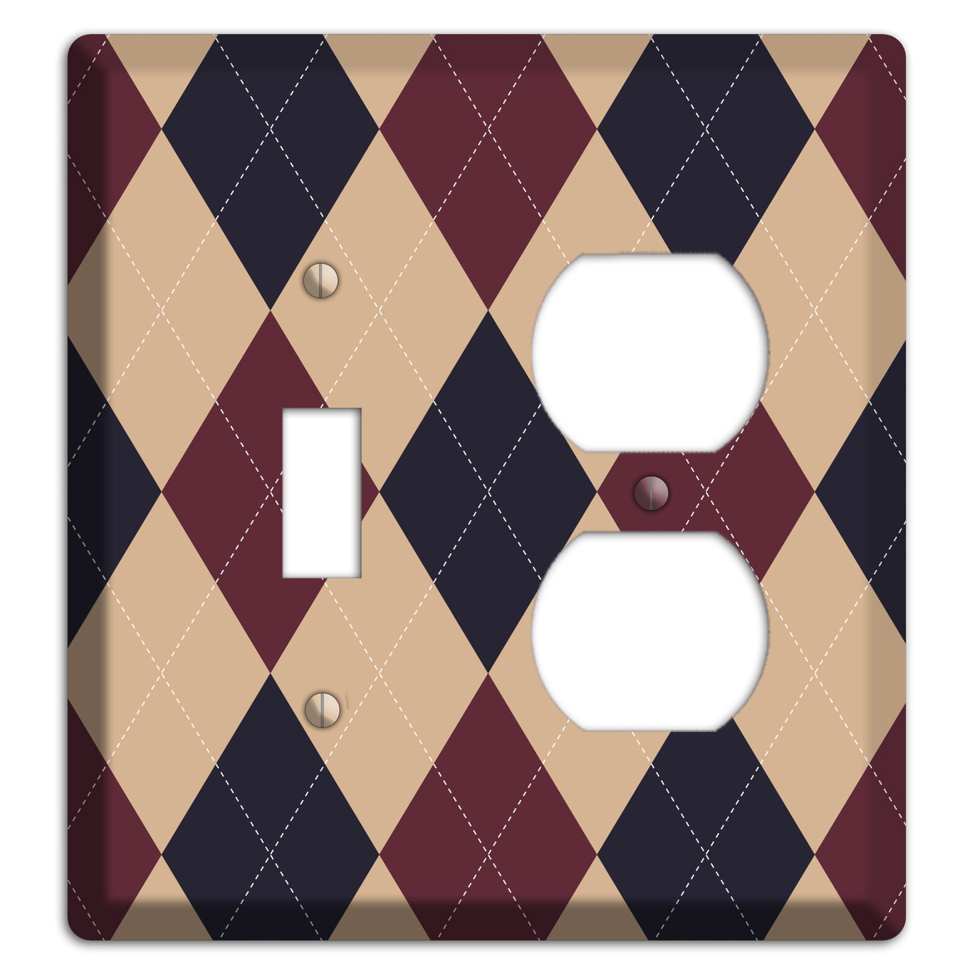Brown and Tan Argyle Toggle / Duplex Wallplate