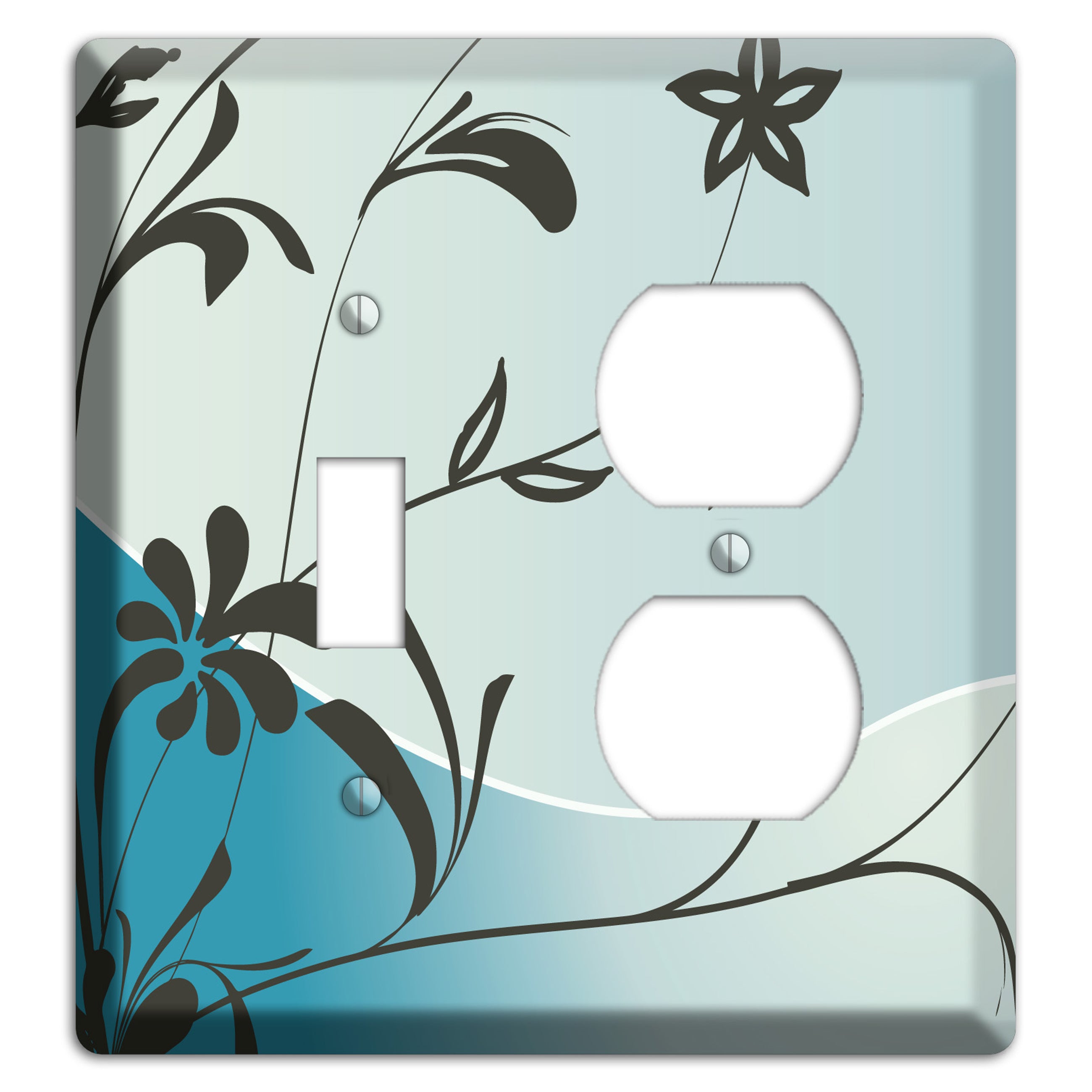 Blue-grey Flowers Toggle / Duplex Wallplate