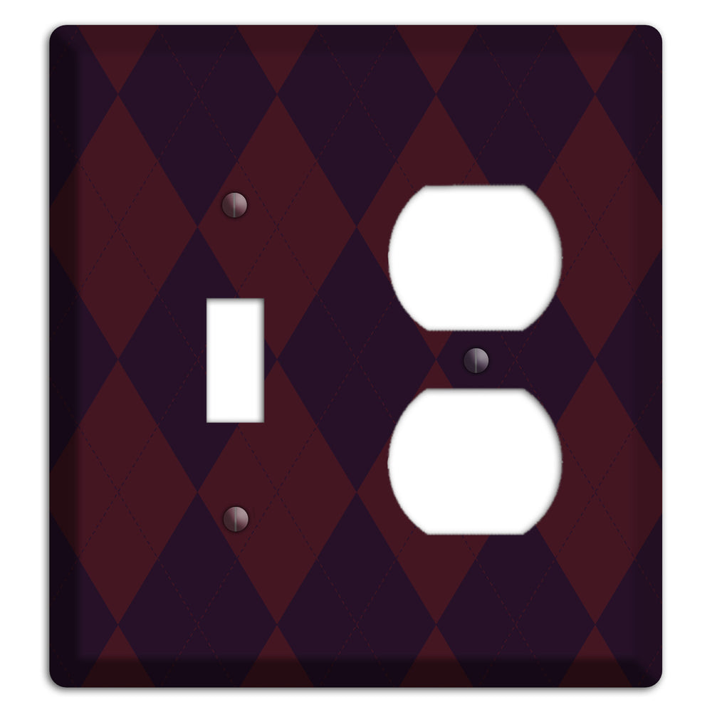 Burgundy Argyle Toggle / Duplex Wallplate