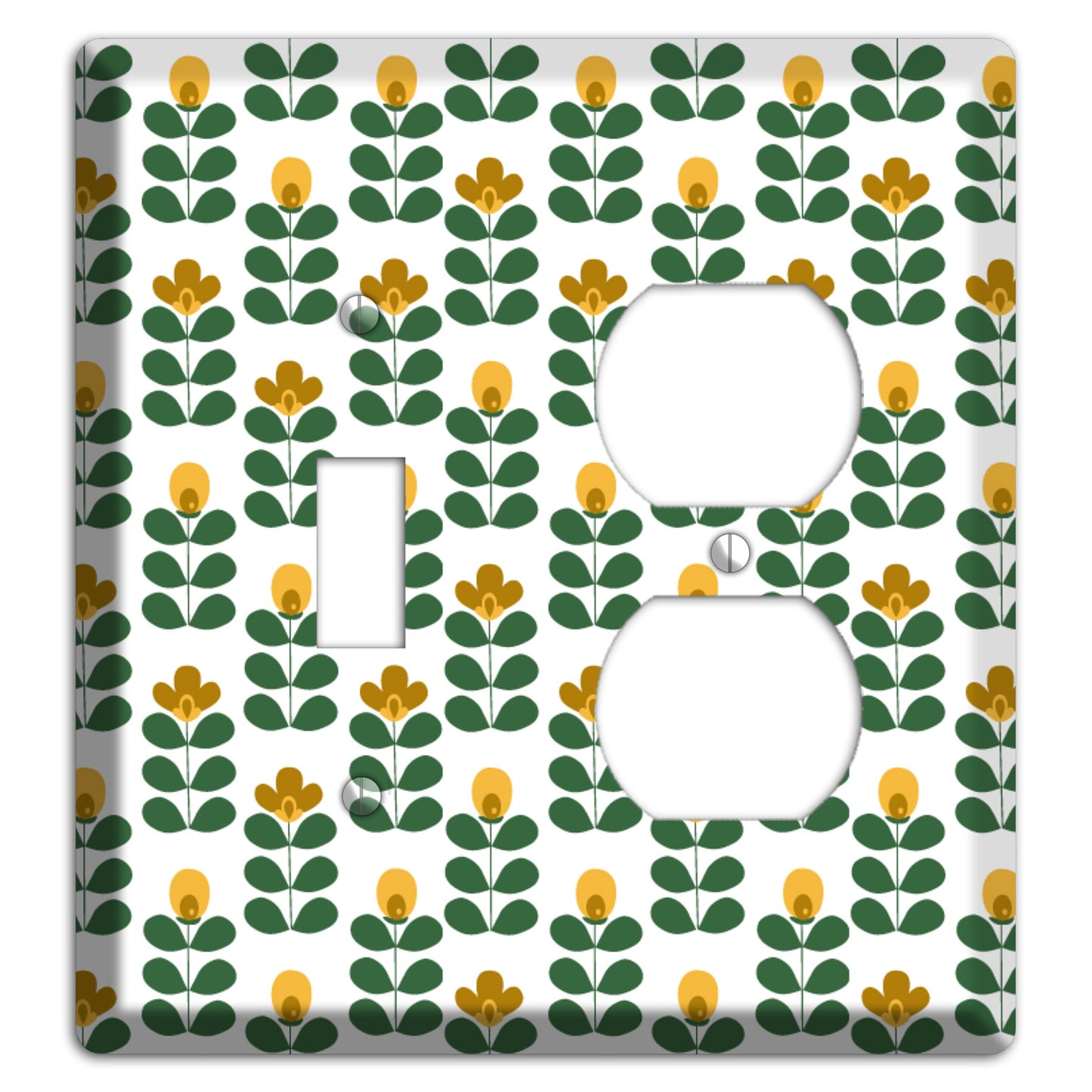 Multi Mustard Deco Floral Half Drop Toggle / Duplex Wallplate
