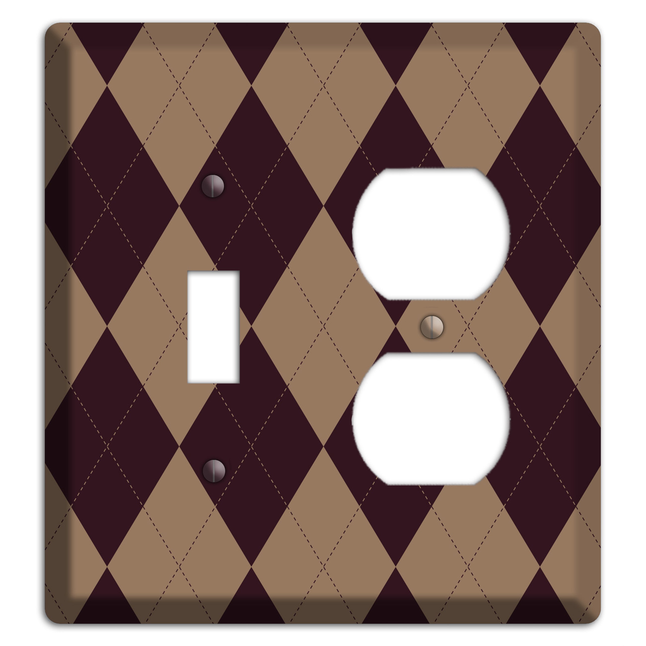 Burguny and Beige Argyle Toggle / Duplex Wallplate