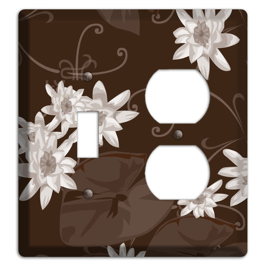 Brown with White Blooms Toggle / Duplex Wallplate