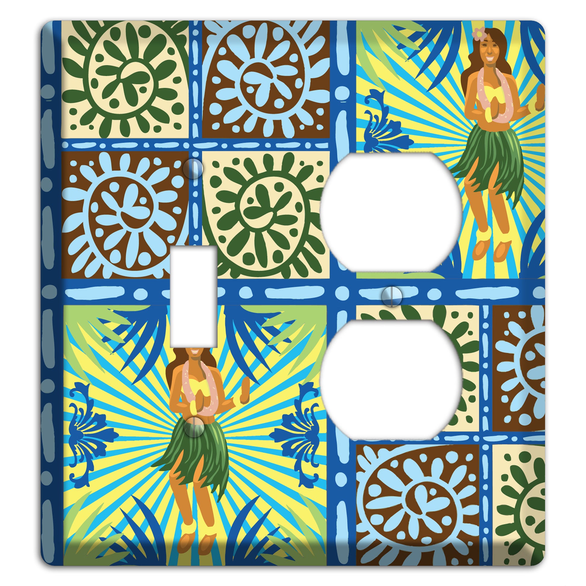 Blue and Green Hula Toggle / Duplex Wallplate