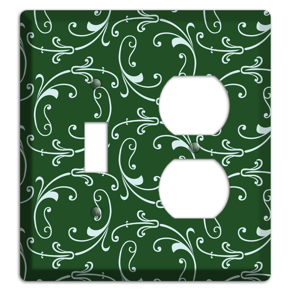 Green Victorian Sprig Toggle / Duplex Wallplate