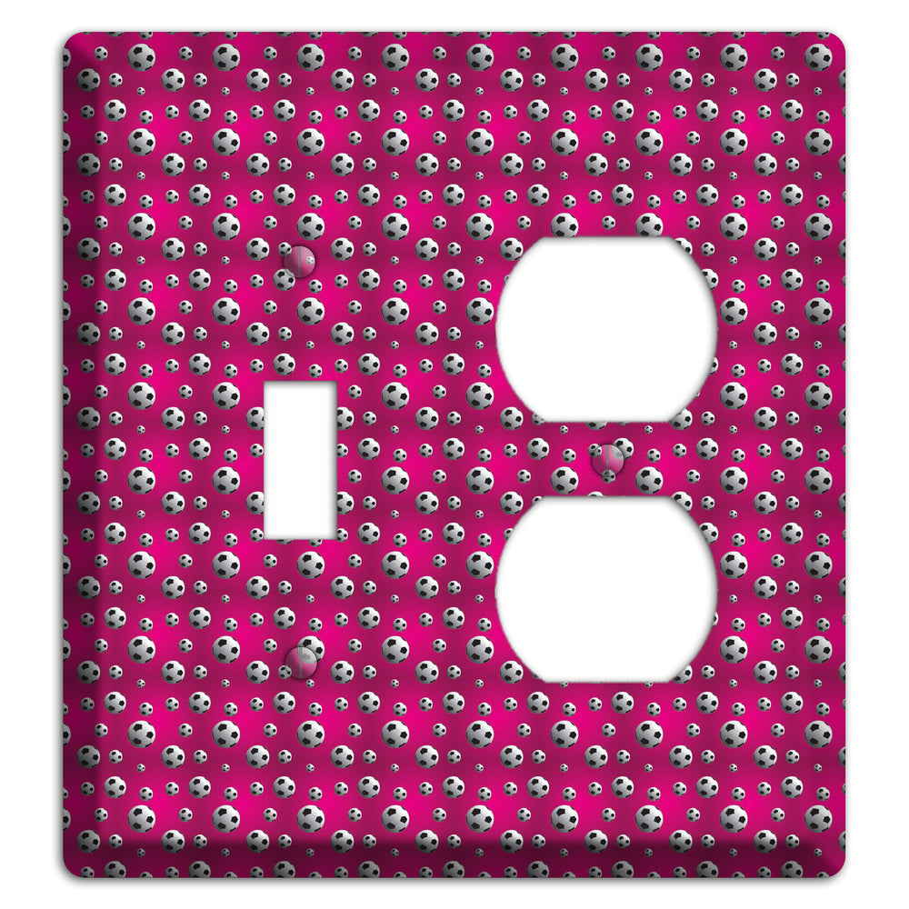 Fuschia with Soccer Balls Toggle / Duplex Wallplate