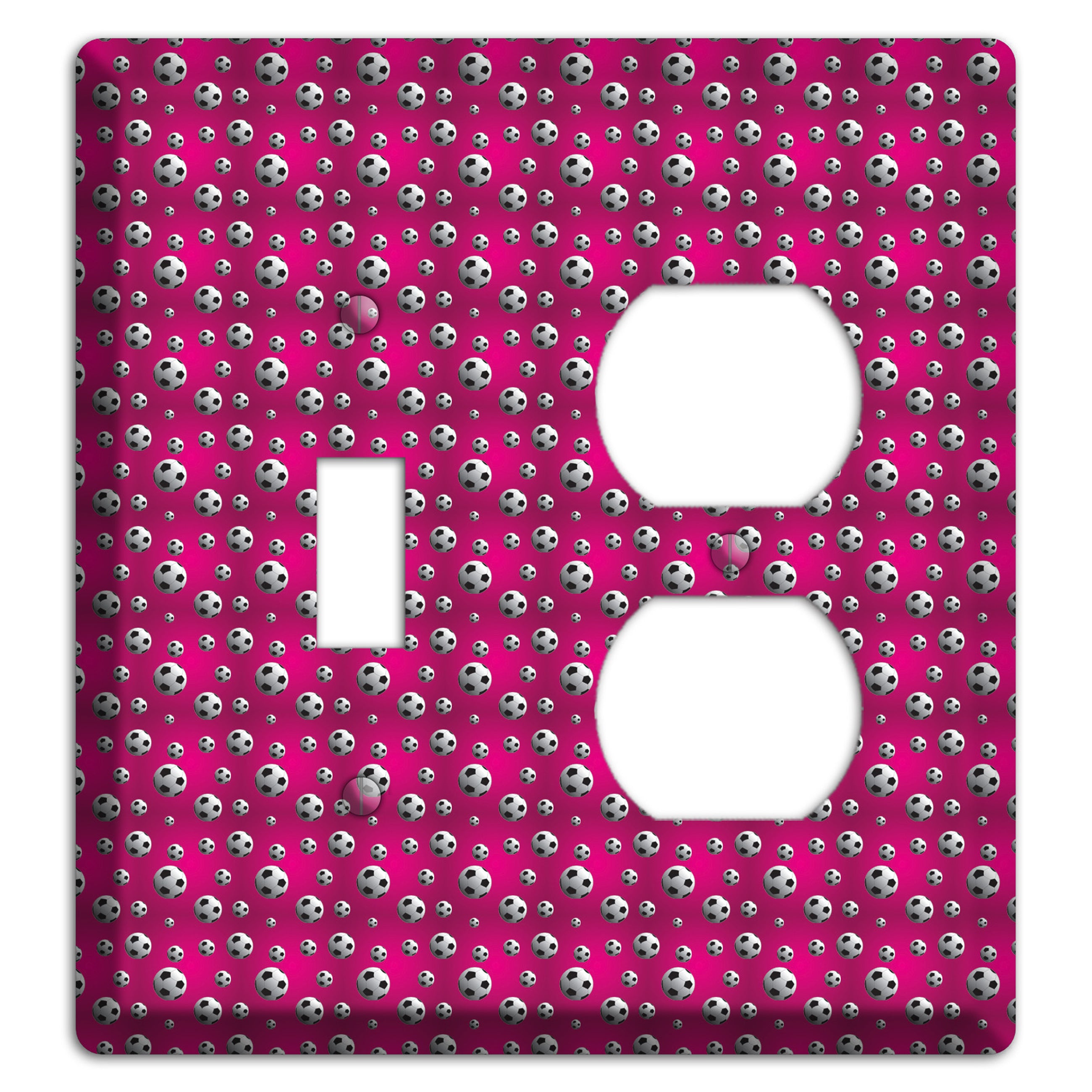 Fuschia with Soccer Balls Toggle / Duplex Wallplate