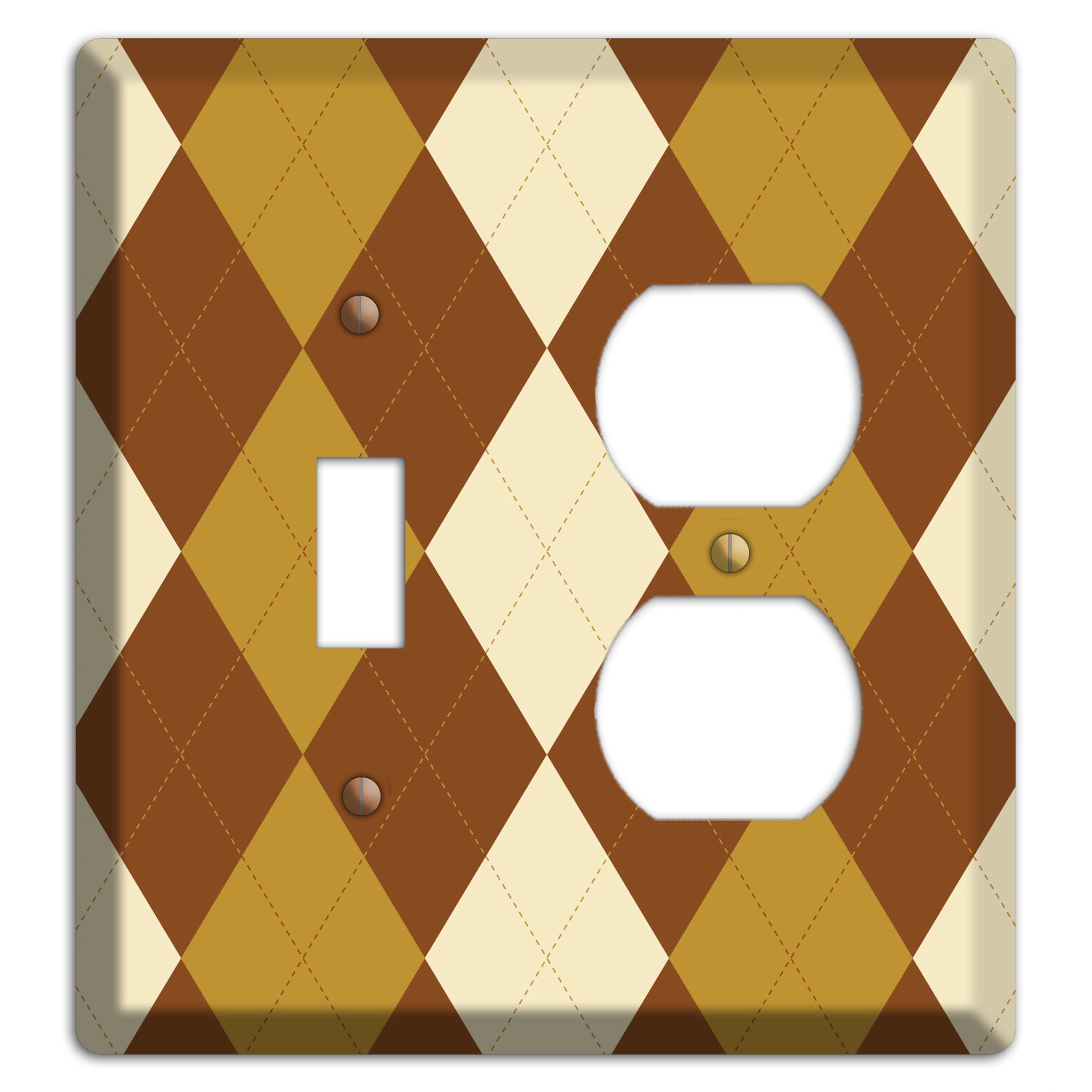 Multi Brown Argyle Toggle / Duplex Wallplate