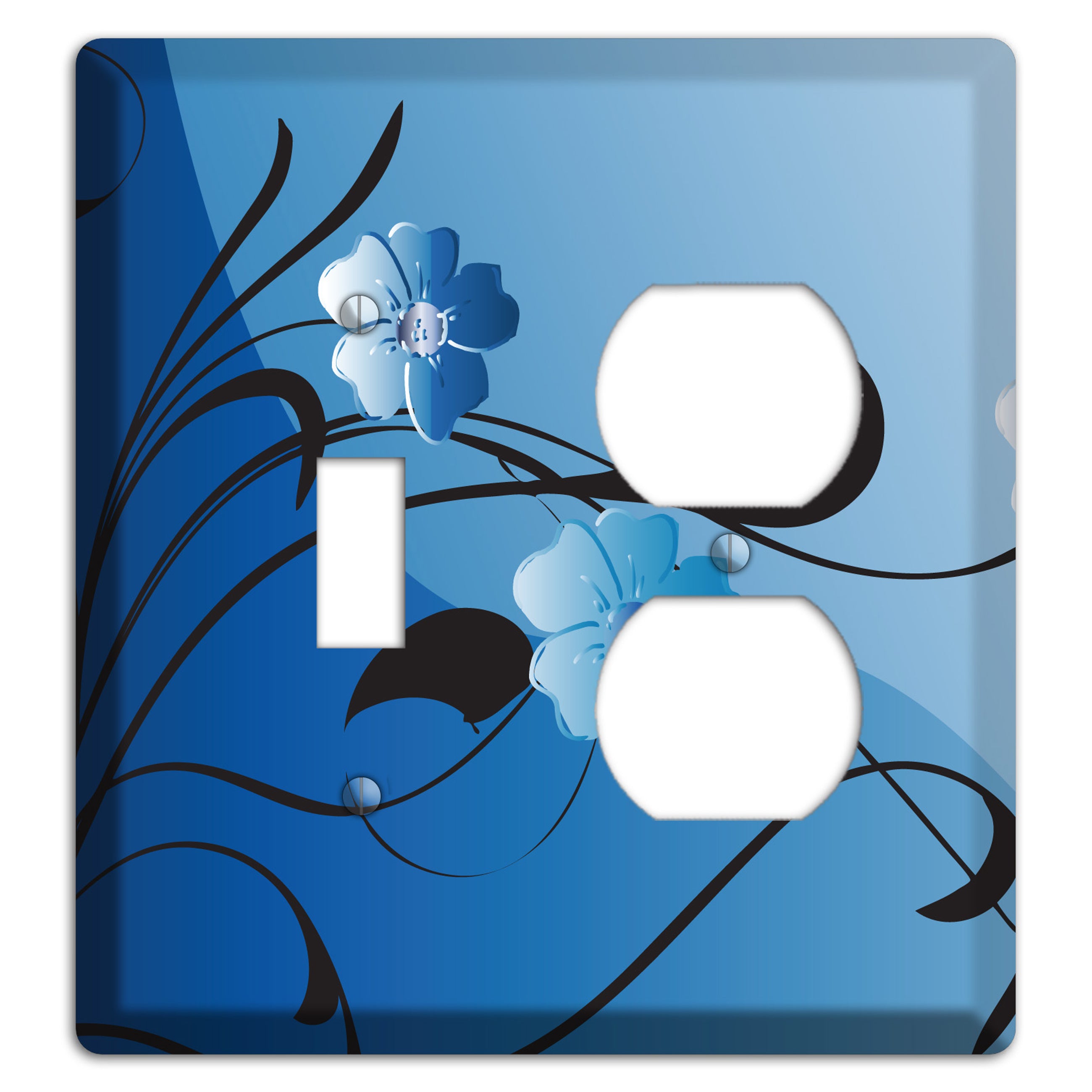Blue Floral Sprig Toggle / Duplex Wallplate