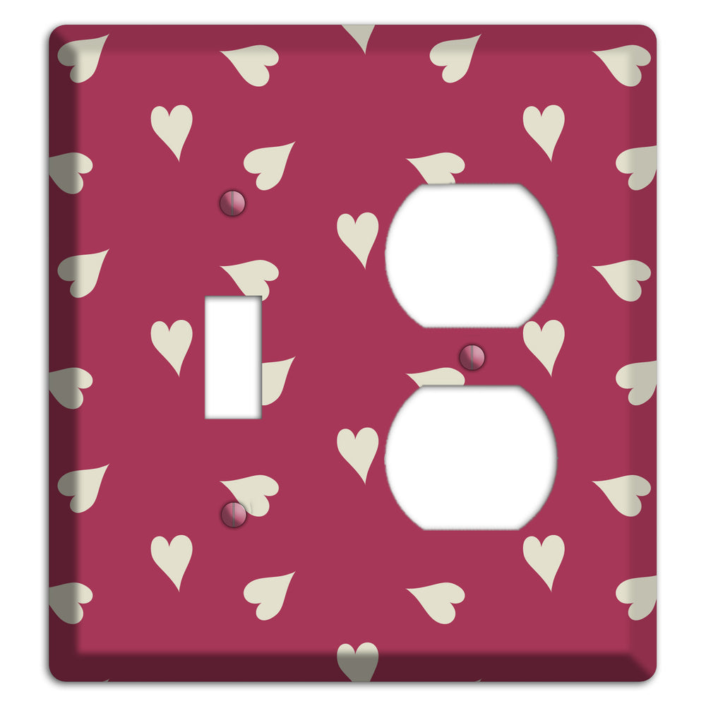 Fuschia with White Hearts Toggle / Duplex Wallplate
