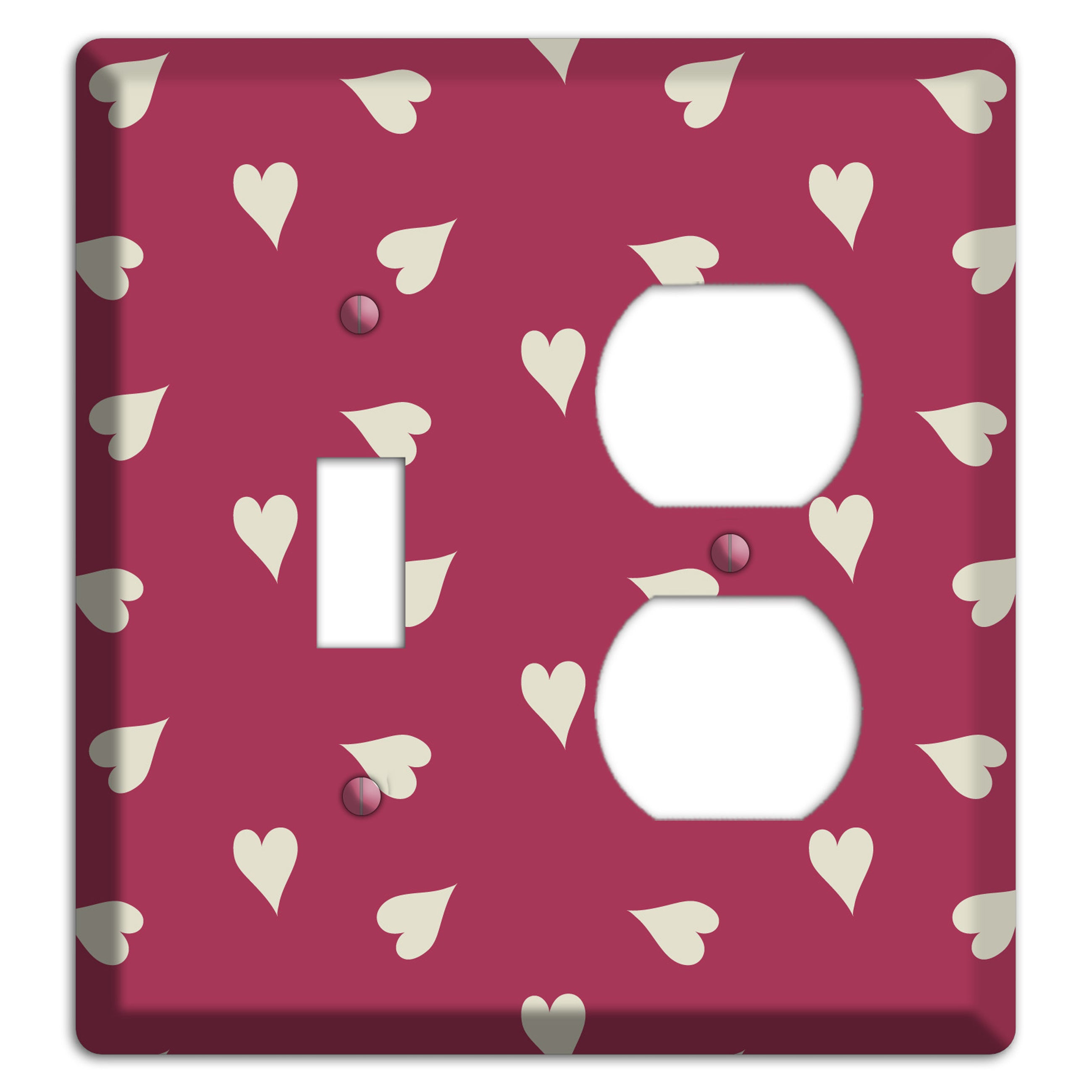 Fuschia with White Hearts Toggle / Duplex Wallplate