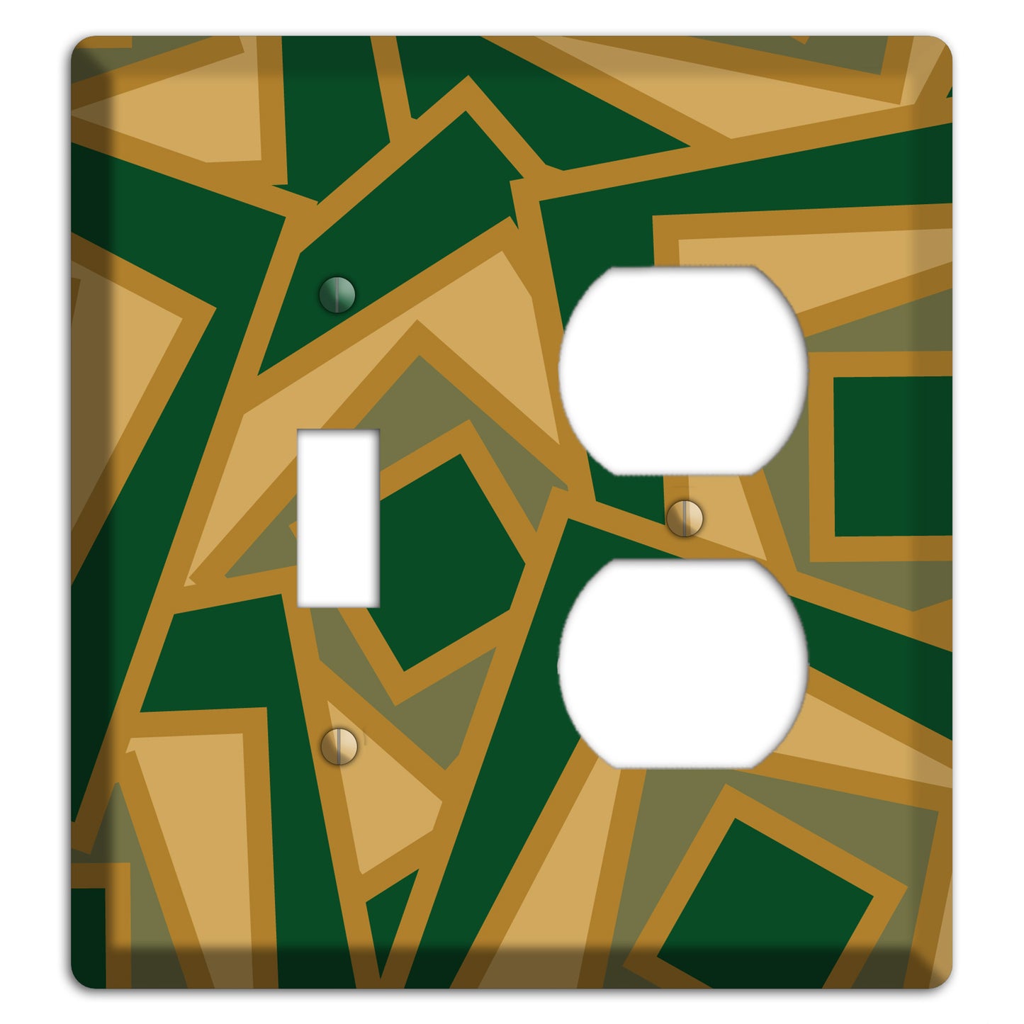Green and Beige Retro Cubist Toggle / Duplex Wallplate