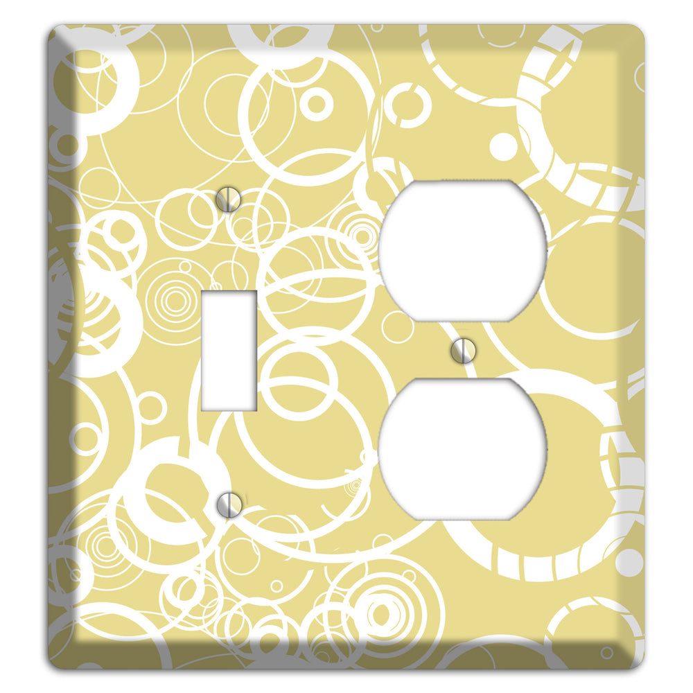Beige with White Rings Toggle / Duplex Wallplate