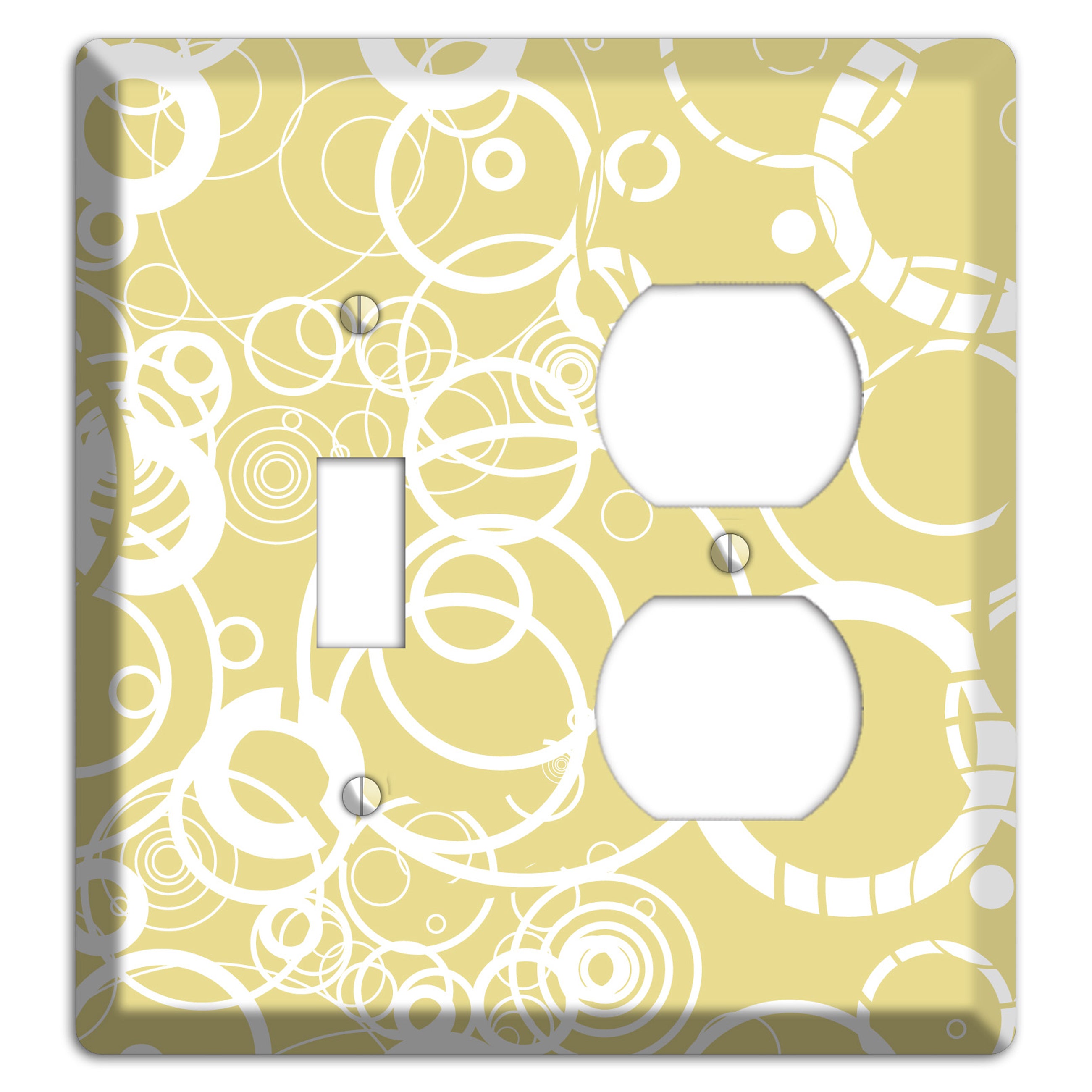 Beige with White Rings Toggle / Duplex Wallplate