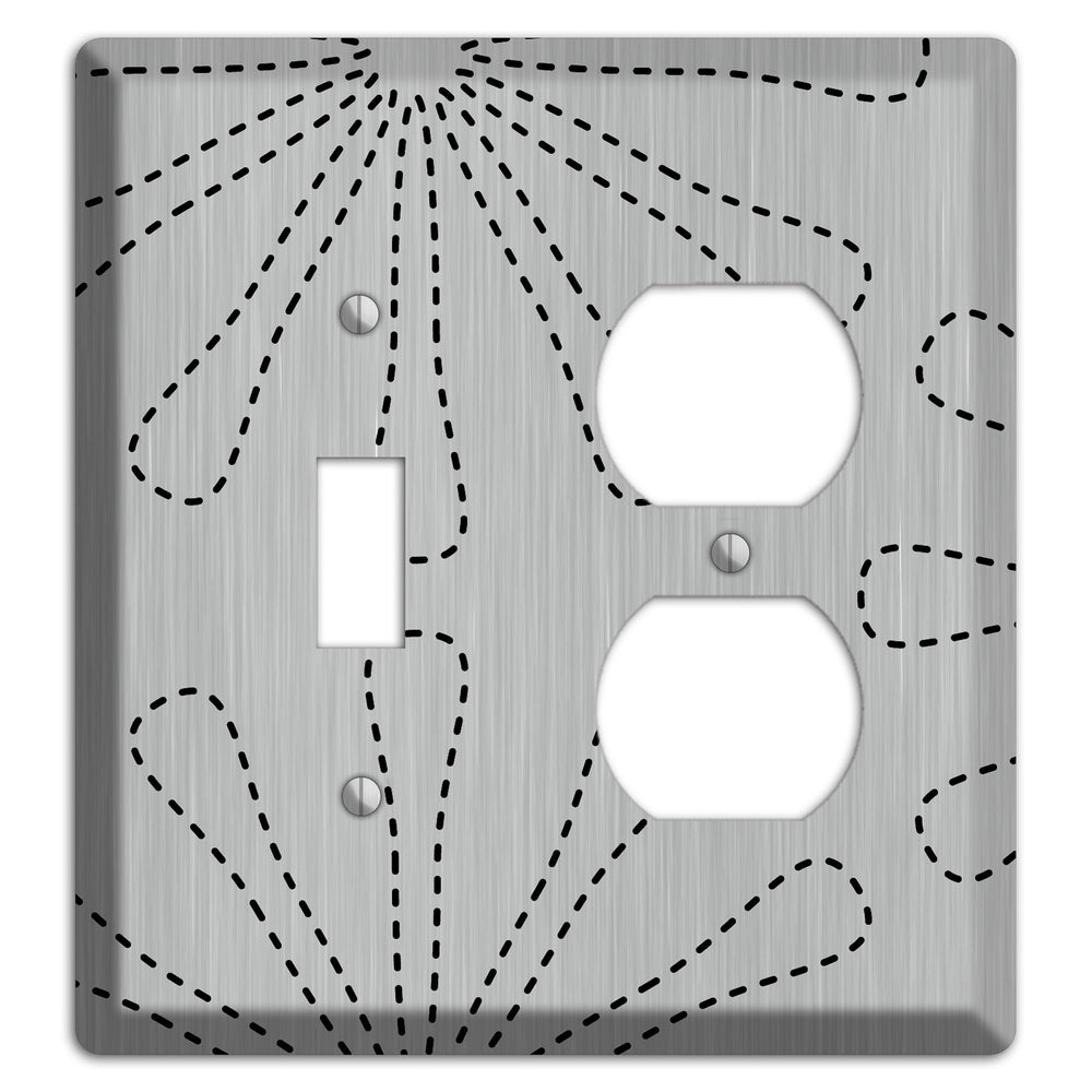 Retro Stipple Floral Stainless Steel Toggle / Duplex Wallplate