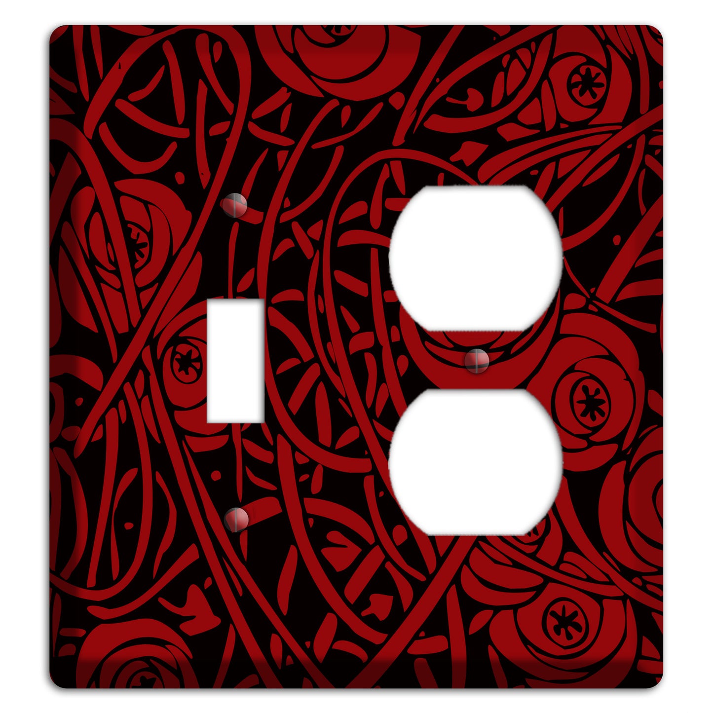 Red Deco Floral Toggle / Duplex Wallplate