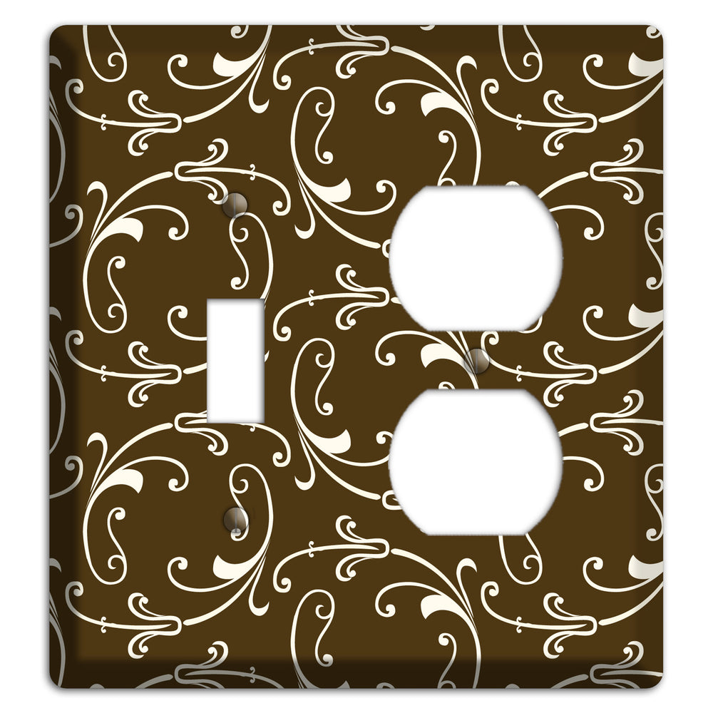 Brown Victorian Sprig Toggle / Duplex Wallplate