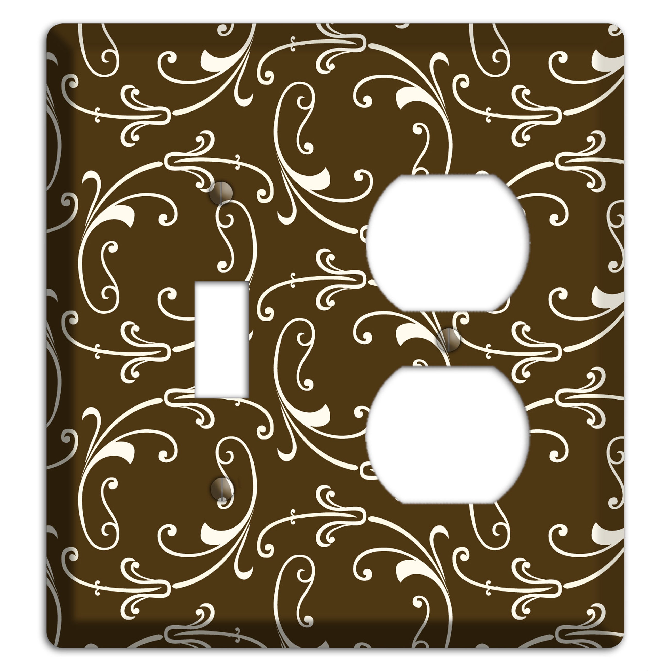 Brown Victorian Sprig Toggle / Duplex Wallplate