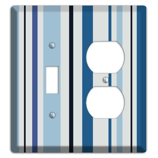 Multi White and Blue Vertical Stripe Toggle / Duplex Wallplate