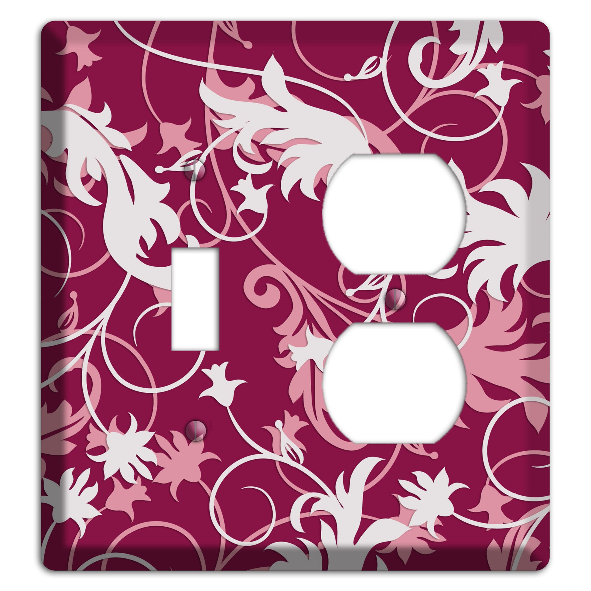 Fuschia and Pink Victorian Sprig Toggle / Duplex Wallplate