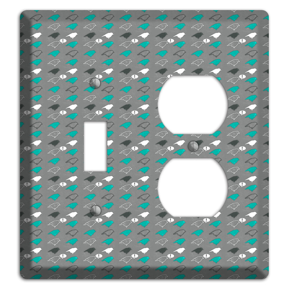 Grey with Small Green Birds Toggle / Duplex Wallplate