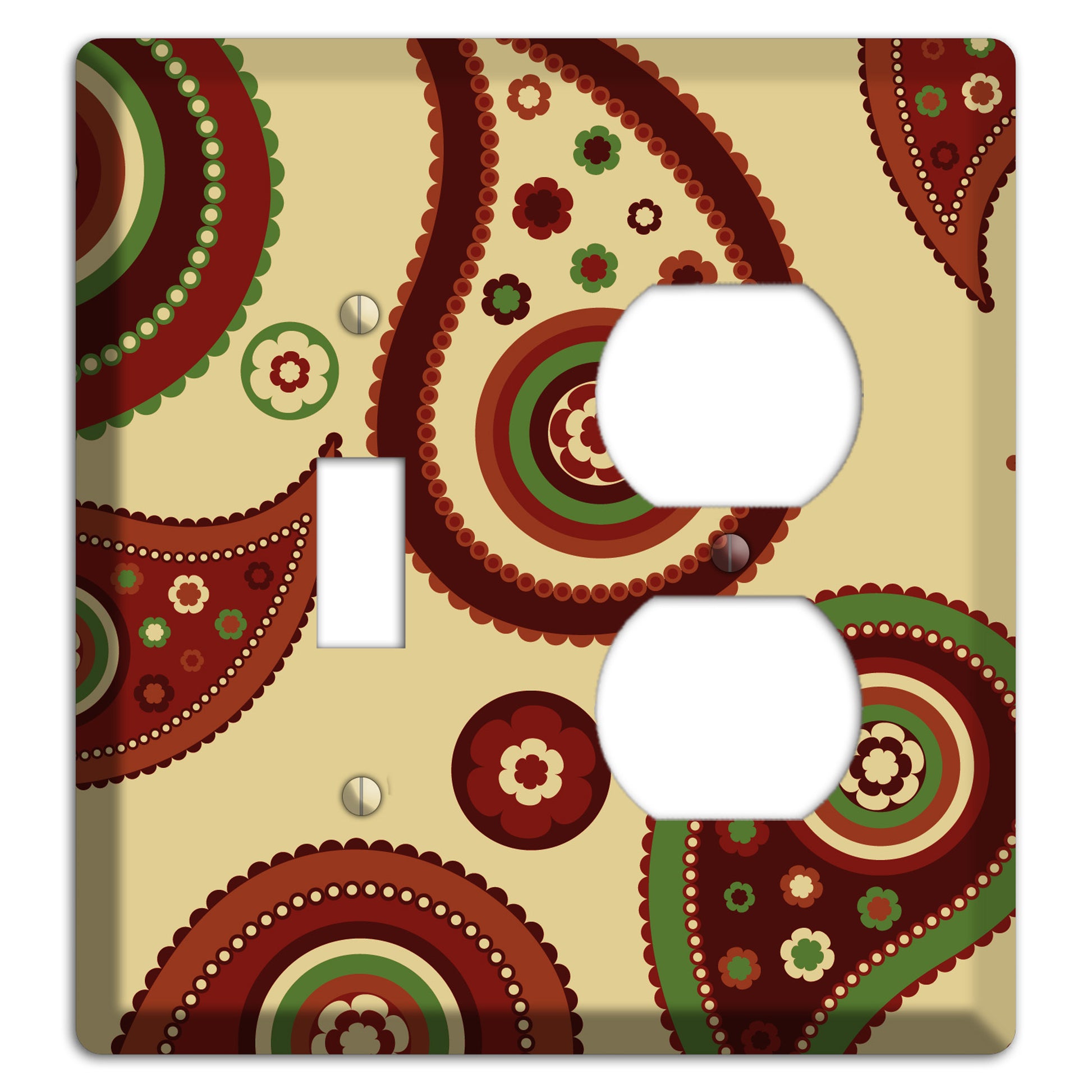 Beige Paisley Toggle / Duplex Wallplate