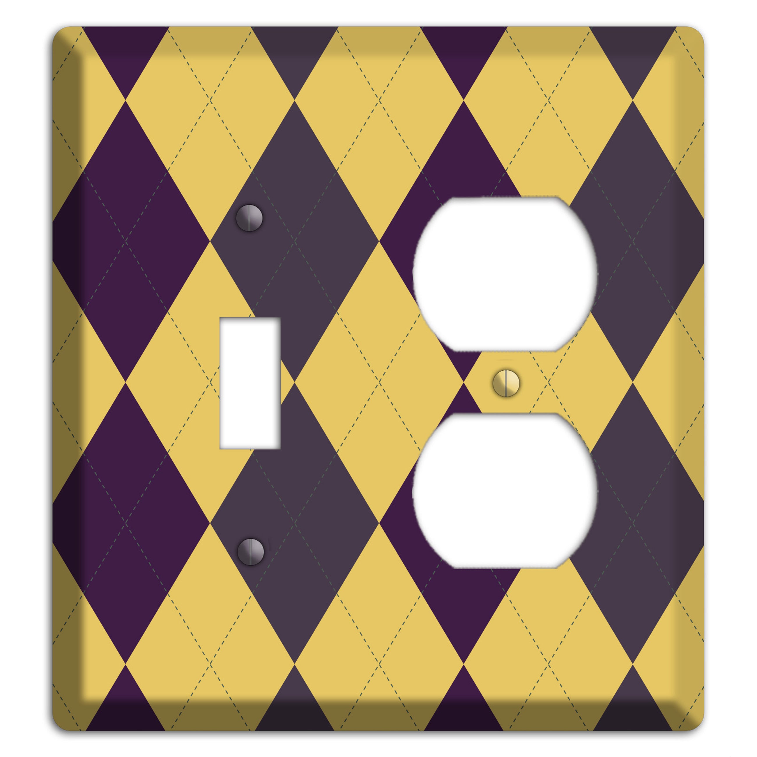 Yellow Plum Brown Argyle Toggle / Duplex Wallplate