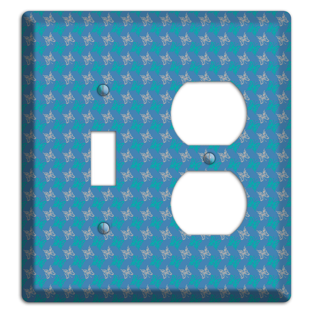 Blue with White and Turquoise Butterflies Toggle / Duplex Wallplate