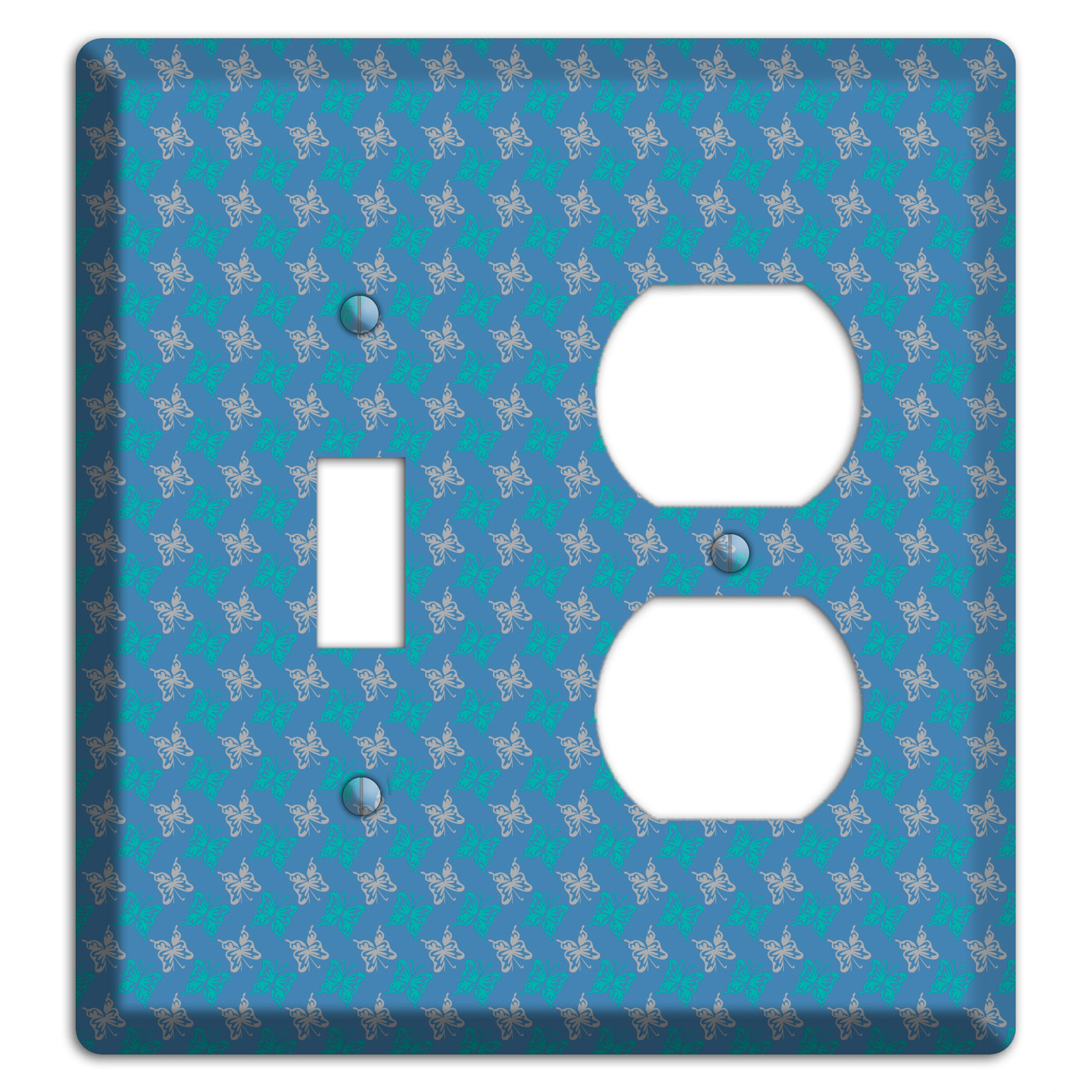 Blue with White and Turquoise Butterflies Toggle / Duplex Wallplate