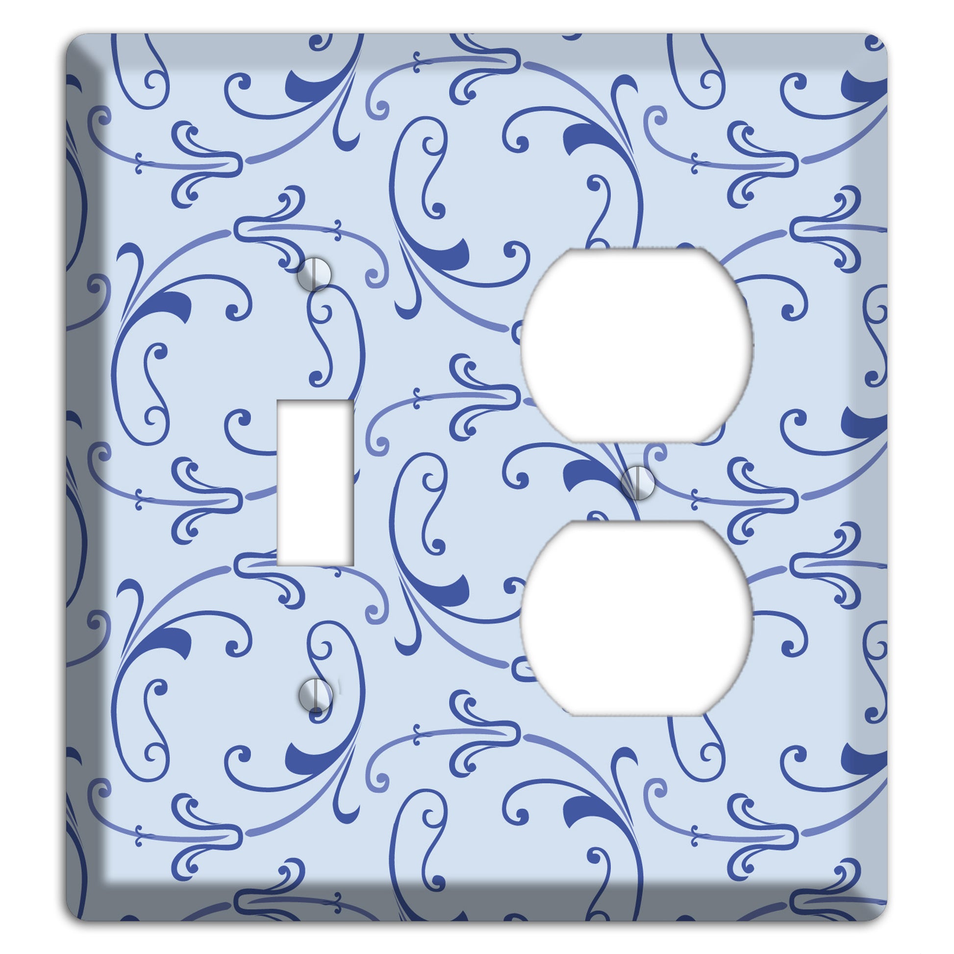 Light Blue Victorian Sprig Toggle / Duplex Wallplate