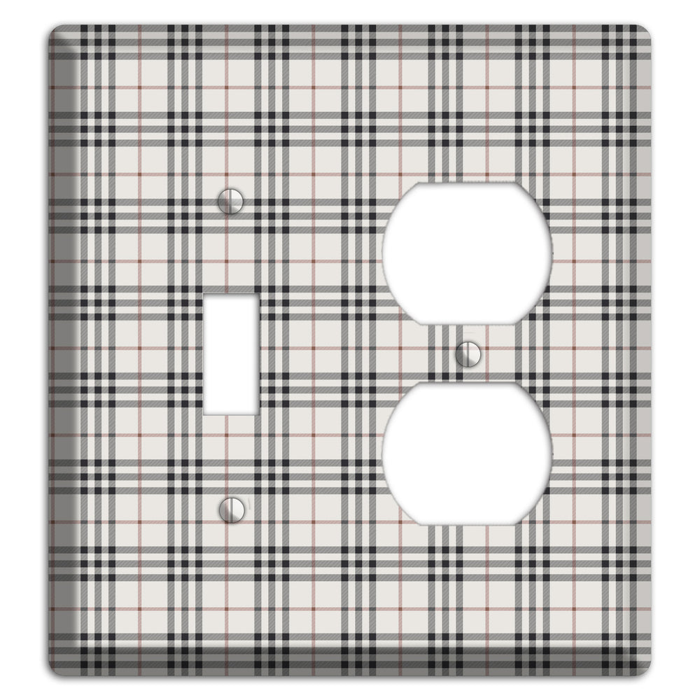 White and Black Plaid Toggle / Duplex Wallplate