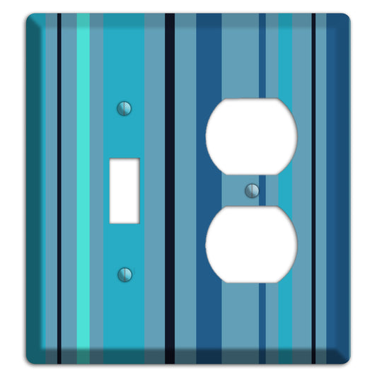 Multi Turquoise Vertical Stripe Toggle / Duplex Wallplate