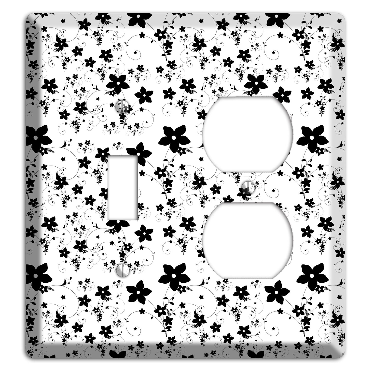 Black and White Flowers Toggle / Duplex Wallplate