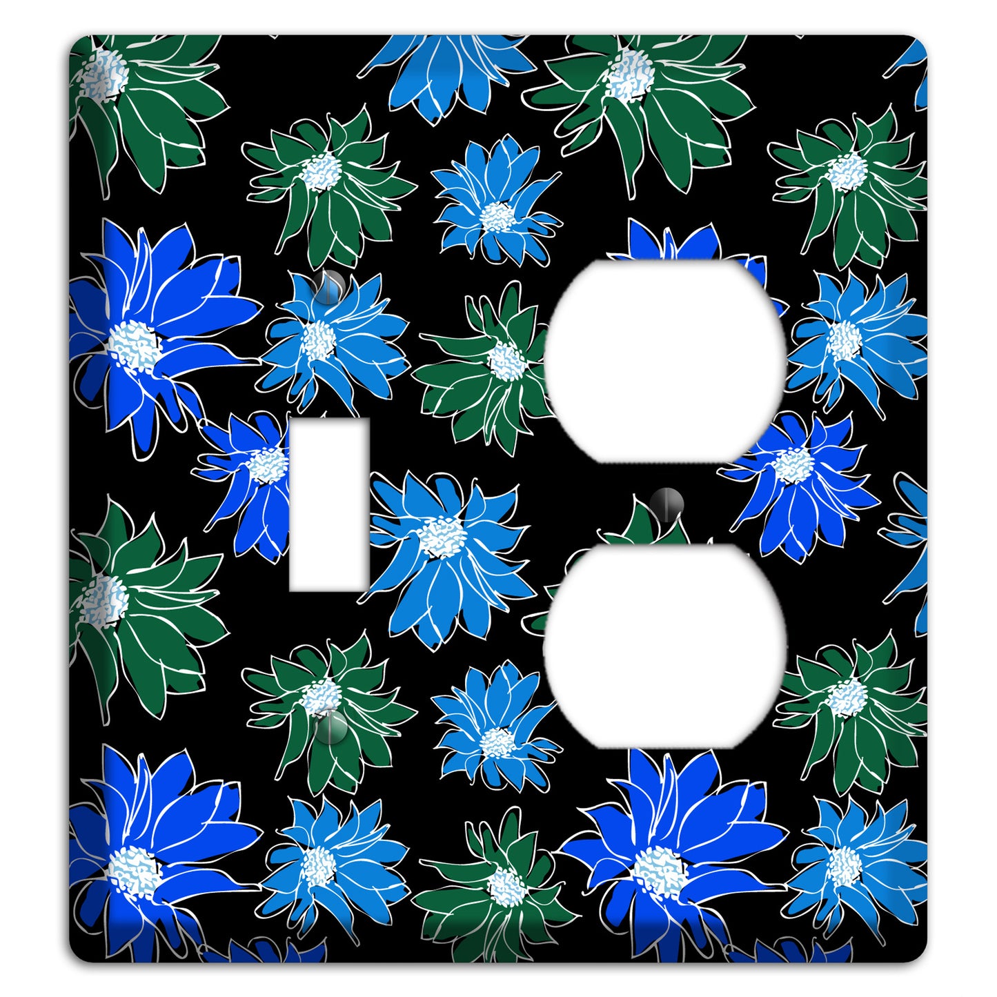 Blue and Green Flowers Toggle / Duplex Wallplate