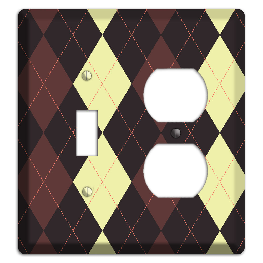 Maroon and Yellow Argyle Toggle / Duplex Wallplate