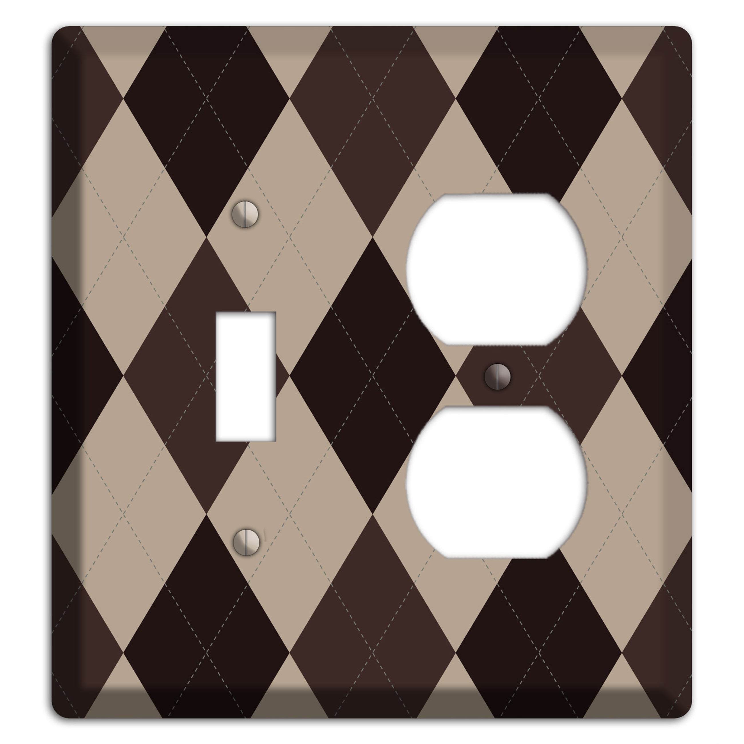 Brown and Beige Argyle Toggle / Duplex Wallplate