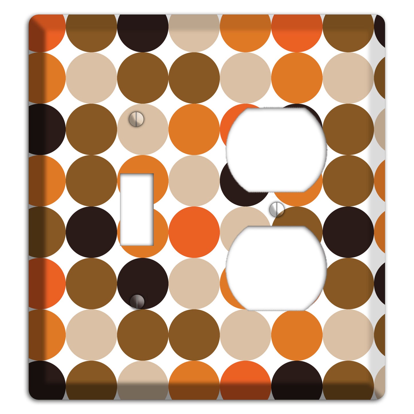 Orange Brown Black Beige Tiled Dots Toggle / Duplex Wallplate