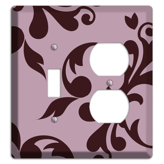 Dusty Rose and Burgundy Toile Toggle / Duplex Wallplate
