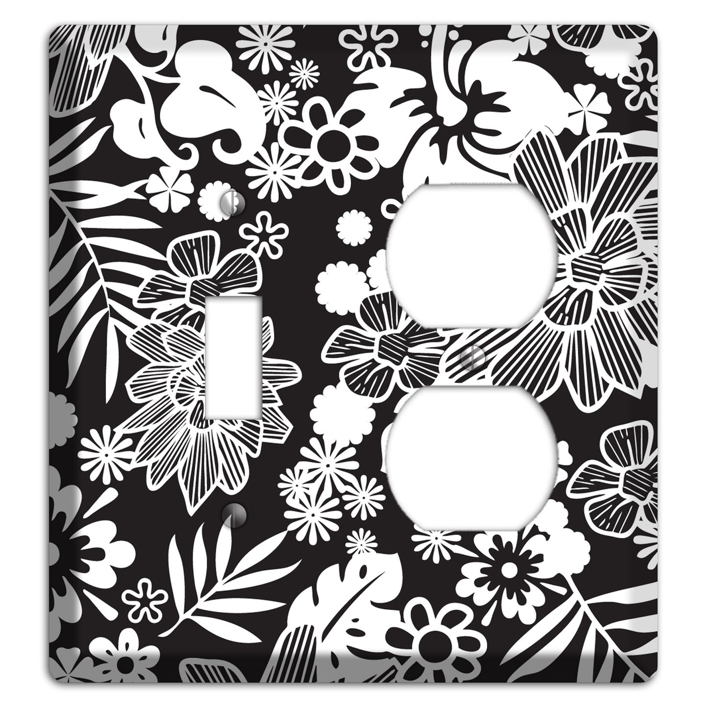 Black with White Tropical Toggle / Duplex Wallplate