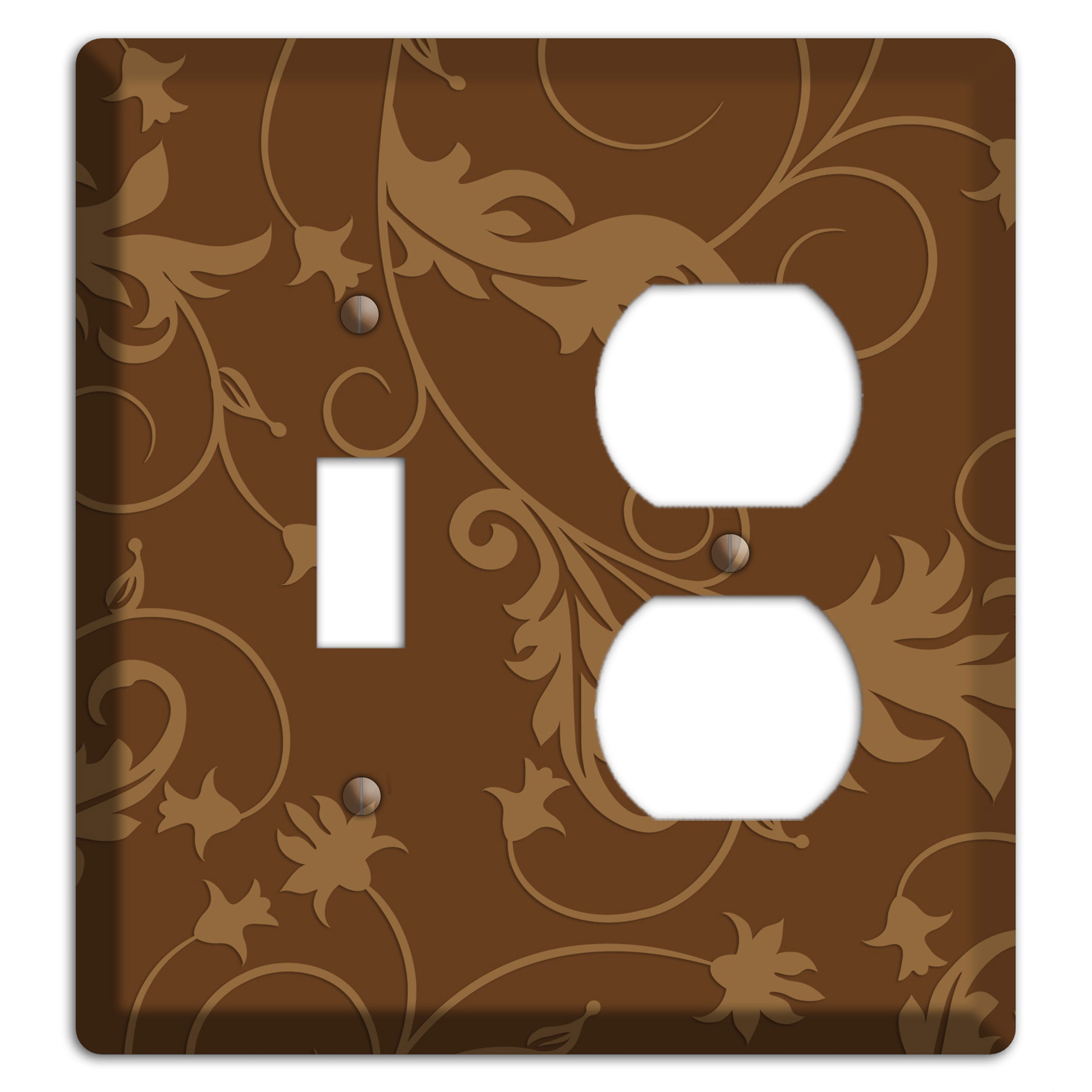 Brown Victorian Sprig Toggle / Duplex Wallplate