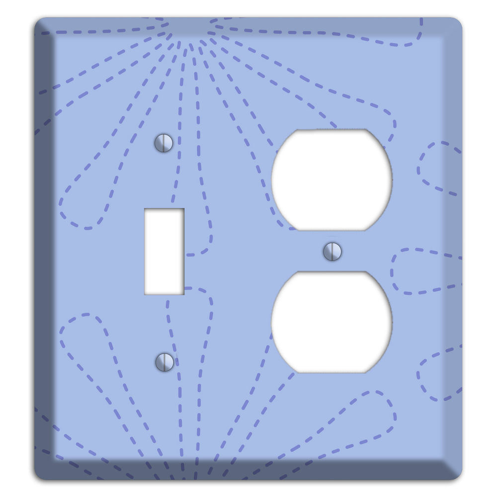 Periwinkle Retro Stipple Floral Contour Toggle / Duplex Wallplate
