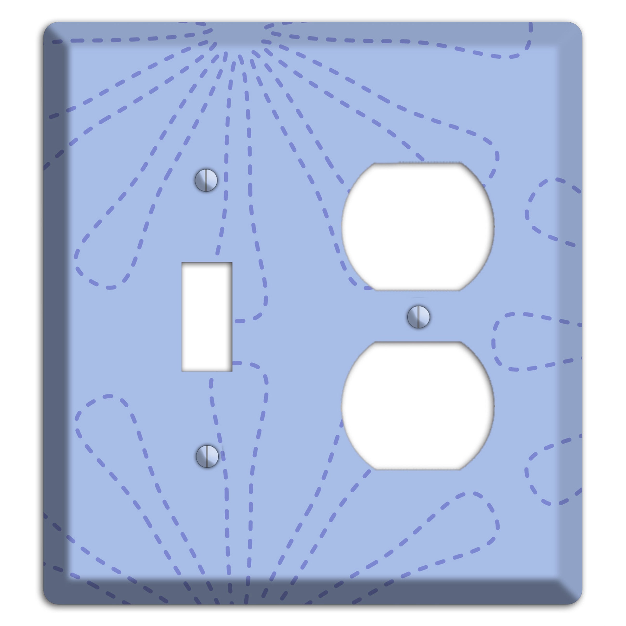 Periwinkle Retro Stipple Floral Contour Toggle / Duplex Wallplate