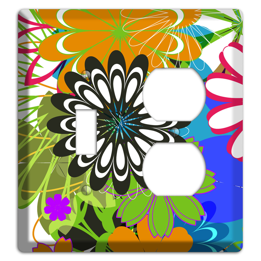 Multi Retro Flowers Toggle / Duplex Wallplate