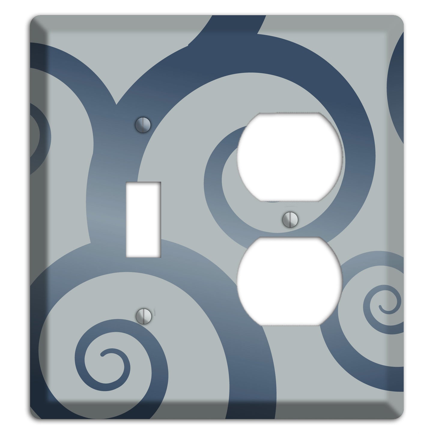 Grey with Blue Large Swirl Toggle / Duplex Wallplate