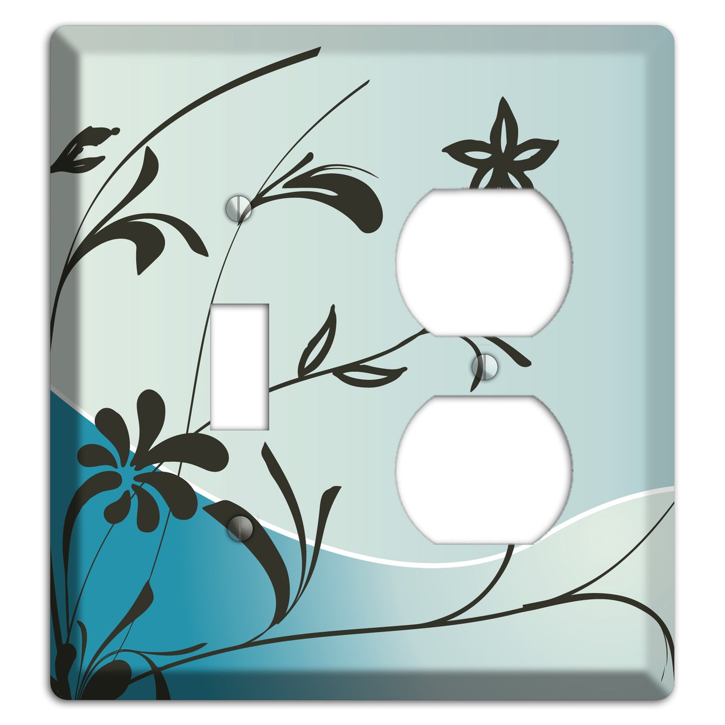 Blue-grey Floral Sprig Toggle / Duplex Wallplate