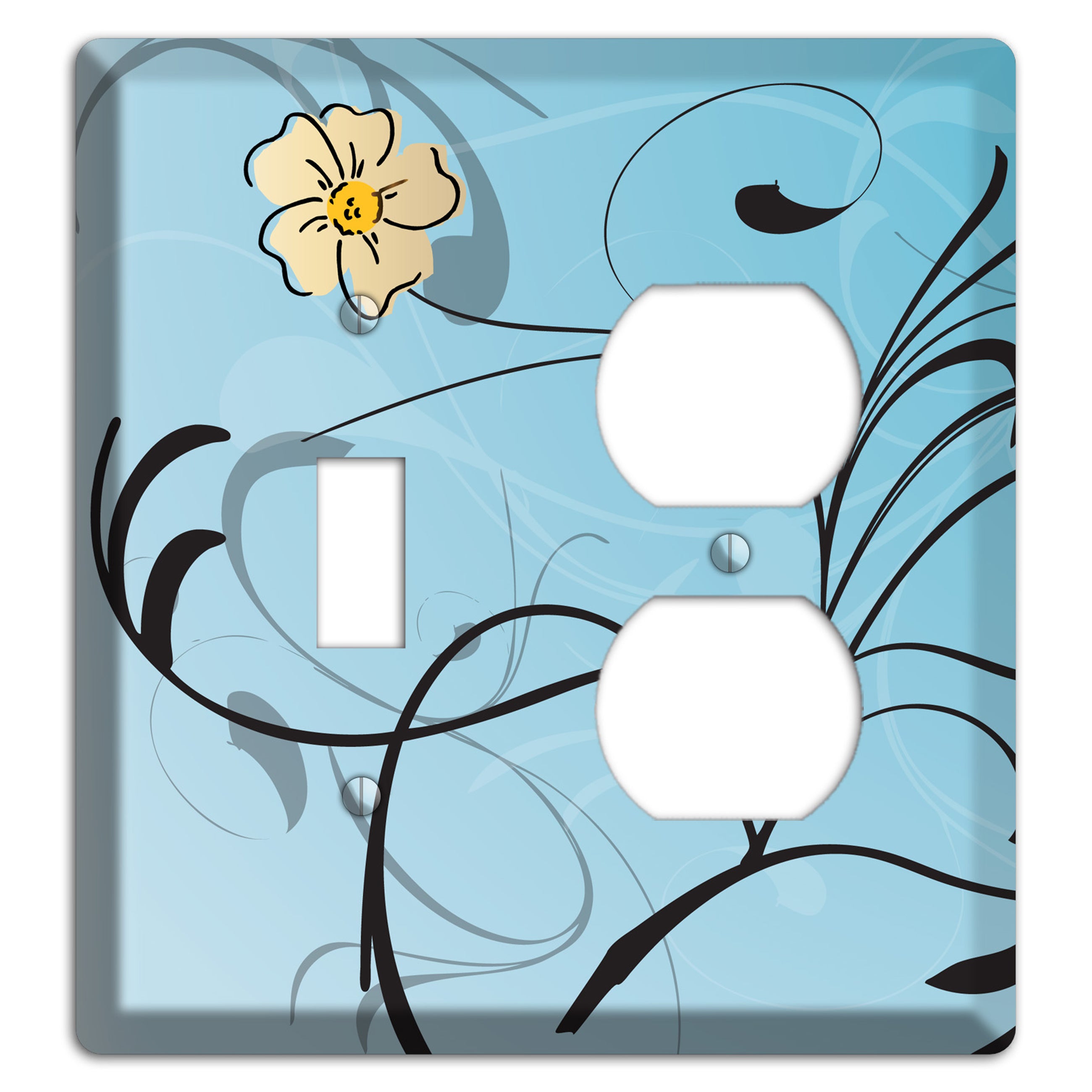 Blue Flower with Swirl Toggle / Duplex Wallplate