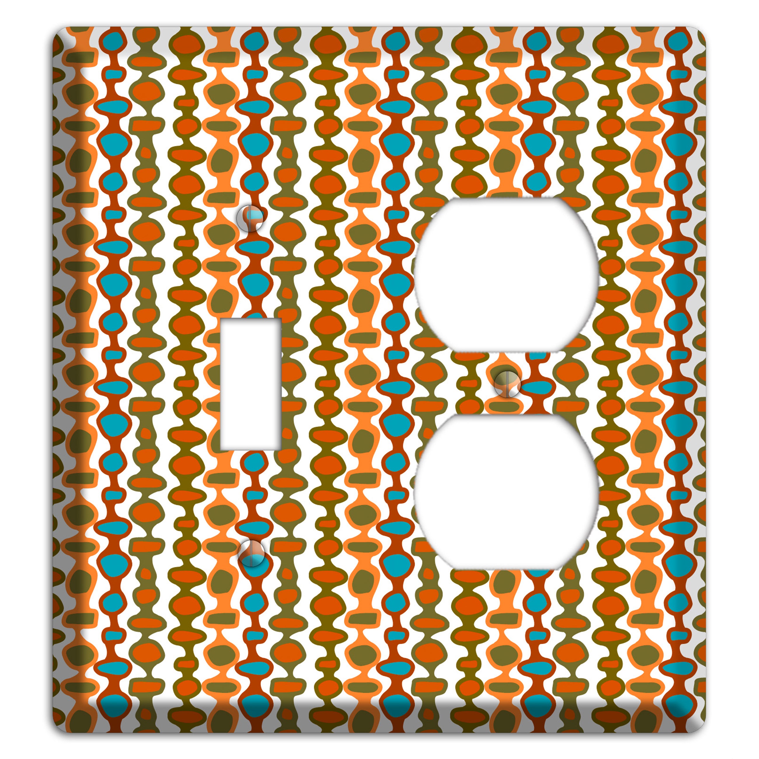 Multi Umber and Dusty Blue Bead and Reel Toggle / Duplex Wallplate