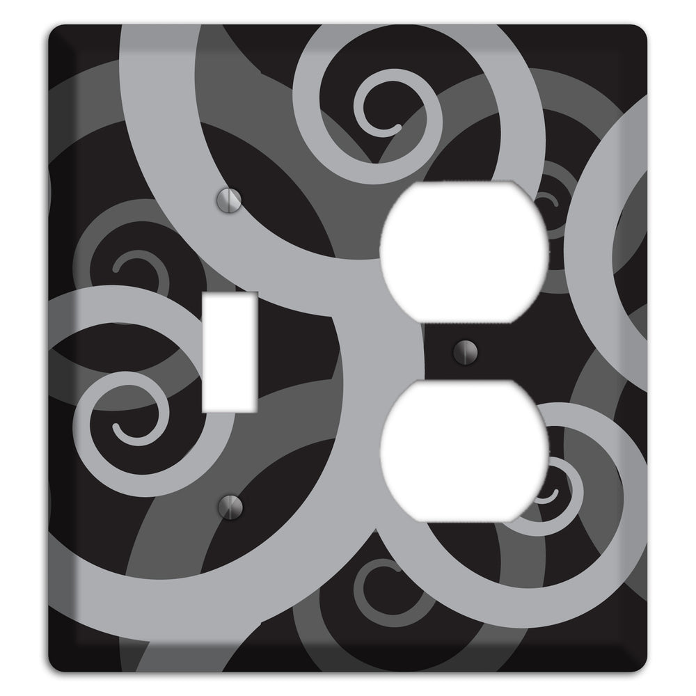 Black with Grey Large Swirl Toggle / Duplex Wallplate