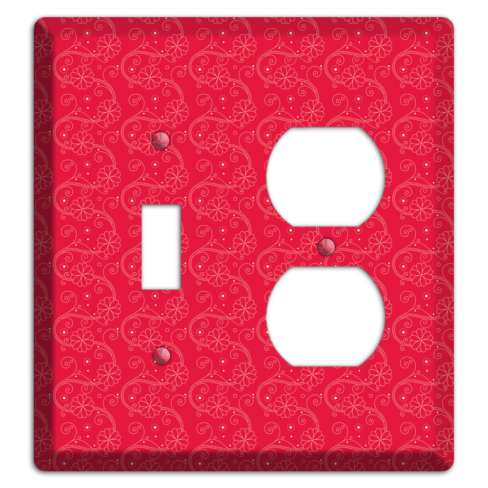 Tiny Red Floral Swirl Toggle / Duplex Wallplate