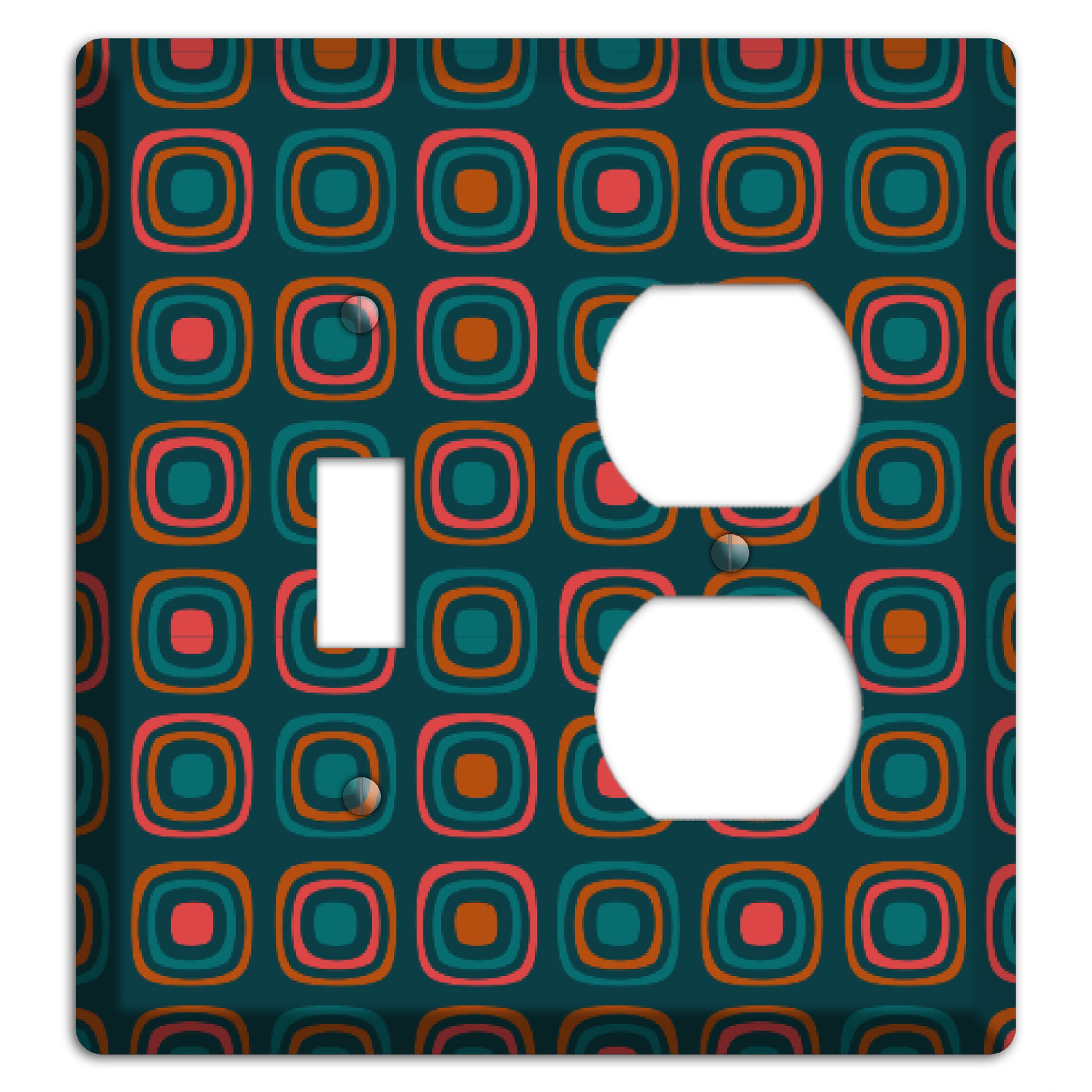 Teal and Pink Rounded Squares Toggle / Duplex Wallplate