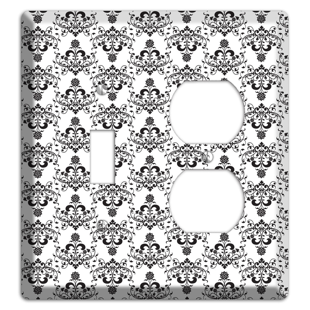 White with Black Cartouche Half Drop Toggle / Duplex Wallplate